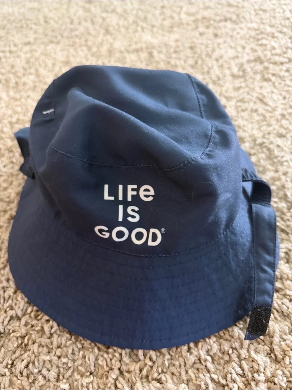 Life Is Good Navy Bucket Hats with Orange Bear & Green Tree Prints - Kids